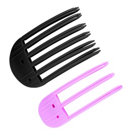 2pcs Wind Shaping Styling Combs for Fluffy Bangs, 3-Tooth & 6-Tooth Instant Hair Root Volumizing Lifting Clips Easy High Crown Volume Tools for Women's Natural Voluminous Looks (Purple, Black)