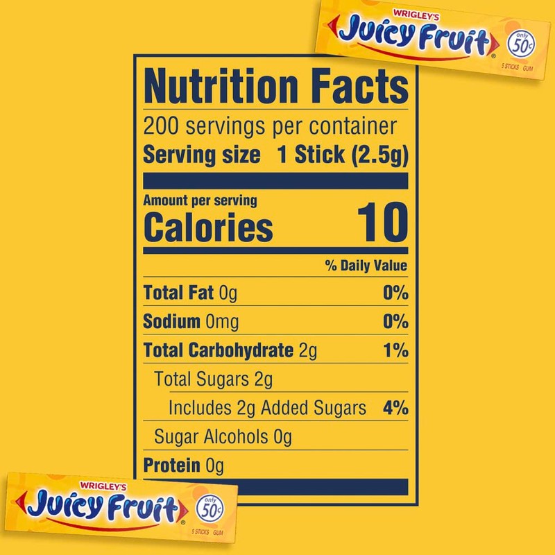 Juicy Fruit Gum WRIGLEY'S Chewing Gum Bulk Pack, 5 Stick