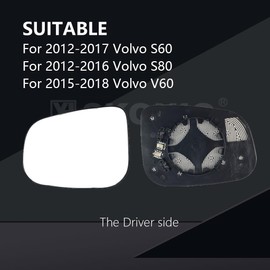 Driver Side View Heated Mirror Glass Replacement With Backing Plate For Volvo S60 S80 V60 2012 2013 2014 2015 2016 2017 2018 Mirror - For Volvo S60 S80 V60 Driver Side Mirror Convex