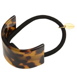 VingTAINE H-566-BR Tortoise Shell Style Plate Hair Elastic Curve Type Hair Accessories, Simple, Marble Basic, Brown, Braun