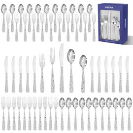 HIKAA Gift Wrap Silverware Set Stainless Steel Flatware Set for Gift, Cutlery Set for Present (60, Flower)