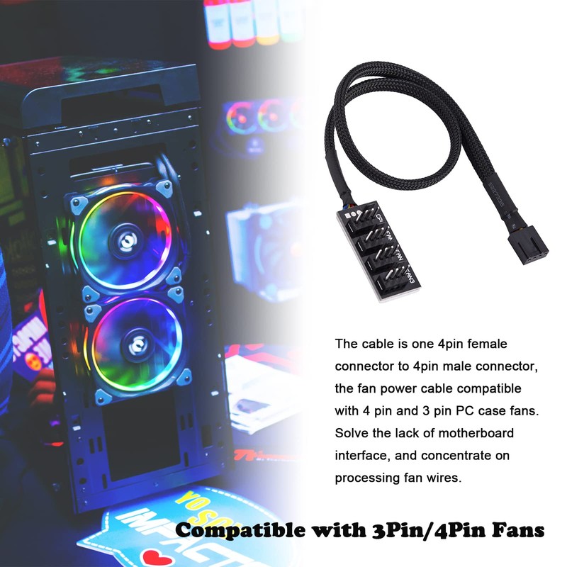 Annadue 4 Pin Cooler Fan Adapter Cable, 4 Pin PWM