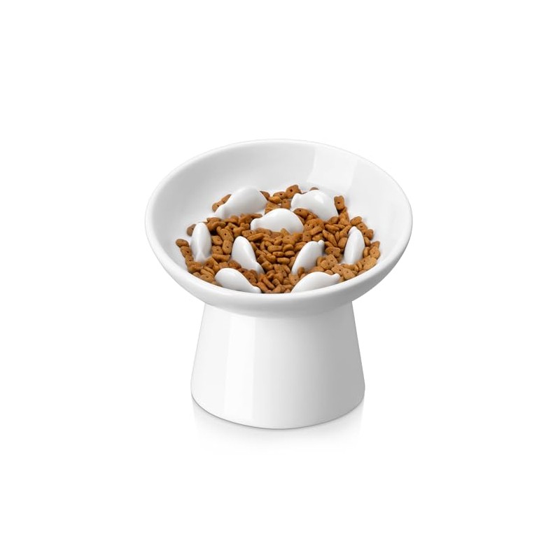 vancasso Ceramic Slow Feeder Cat Bowl, 6.25 Inch Elevated Cat