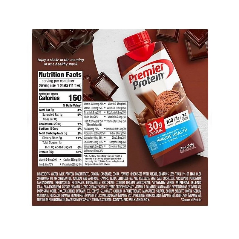 Premier Protein 30g High Protein Shake, Chocolate, 11 fl. oz.,
