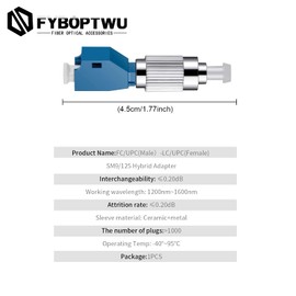 fyboptwu - 1 pc Visual Fault Locator Adapter FC Male to LC Female Adapter Optic Fiber Convertor Single Mode 9/125um Hybrid Optical Adapter Adapter Fiber Optical UPC Adapter Coupler