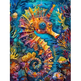 Naturelish 1000 Piece Jigsaw Puzzle for Adults - Vibrant Seahorse Design, 1000 Pieces Challenging & Colorful Art Puzzle for Adults, Color-Coded Back, Puzzle Gift-Ready 19.25 x 26.65 in
