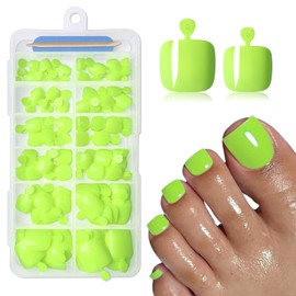 Lifextol 120PC Neon Press on Toenails for Women Fake Toe nail Press ons Acrylic Toe Press on Nails Set, Press on Toe Nails Press on Fake Toenails Press ons Acrylic Toe Nail Tips Kit&Glue Tab-N