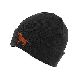 The House Of Dog Fox Red Labrador Retriever Owner Gift. Classic Cuffed Unisex Beanie Ski Hat with Embroidered Design. Black