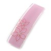 Light Pink Floral Plastic Barrette Hair Clip Grip - 10cm