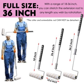 PinStone 6pcs House Paint Roller Kit, PinStone 9 inch Extendable Roller Frame with 5 Microfiber Replacement Covers, Adjustable Painting Roller (18" - 36"), Home Painting Supplies for Painting Walls & Ceilings