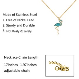 FUSTMW Pink Flamingo Necklace Gifts Flamingo Lover Gifts Flamingo Bird Pendant Necklace Flamingo Jewelry for Women (green)