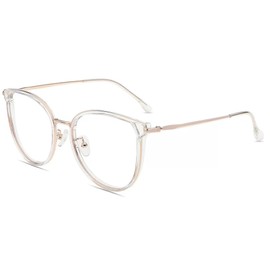 Firmoo 2023 Blue Light Blocking Reading Glasses 1.25 for Women/men, Anti Glare Reader Glasses, Clear Gold Round Computer Glasses for Screens