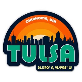 Squiddy Tulsa Oklahoma City Skyline - Vinyl Sticker Decal for Phone, Laptop, Water Bottle (3" Wide)