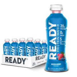 Ready Protein Water, 15g of Whey Protein Isolate, Sugar Free, 12-Pack, 16.9 Fluid Ounces Each (20g Protein, Mixed Berry)