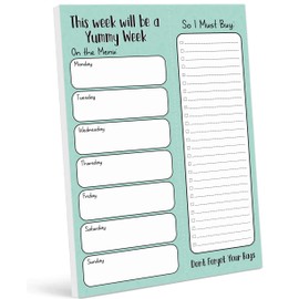 Inkdotpot Weekly Meal Planner Notepad 7"x10”, "This Week Will Be A Yummy Week" Magnetic Meal Planning Pad with Tear Off Grocery Shopping List for Fridge- Kitchen & Home - 54 Sheets