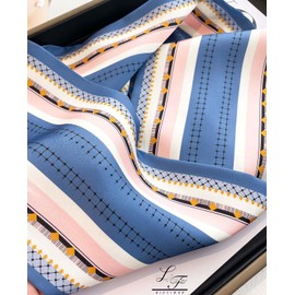 Hioyiwse Head Scarf Hair Neck Scarves For Women Purse Bag Scarfs For Handbags Silky Long Thin Satin Headscarf Fashion, B36-blue and Orange Square（59*5.9inch）, 59