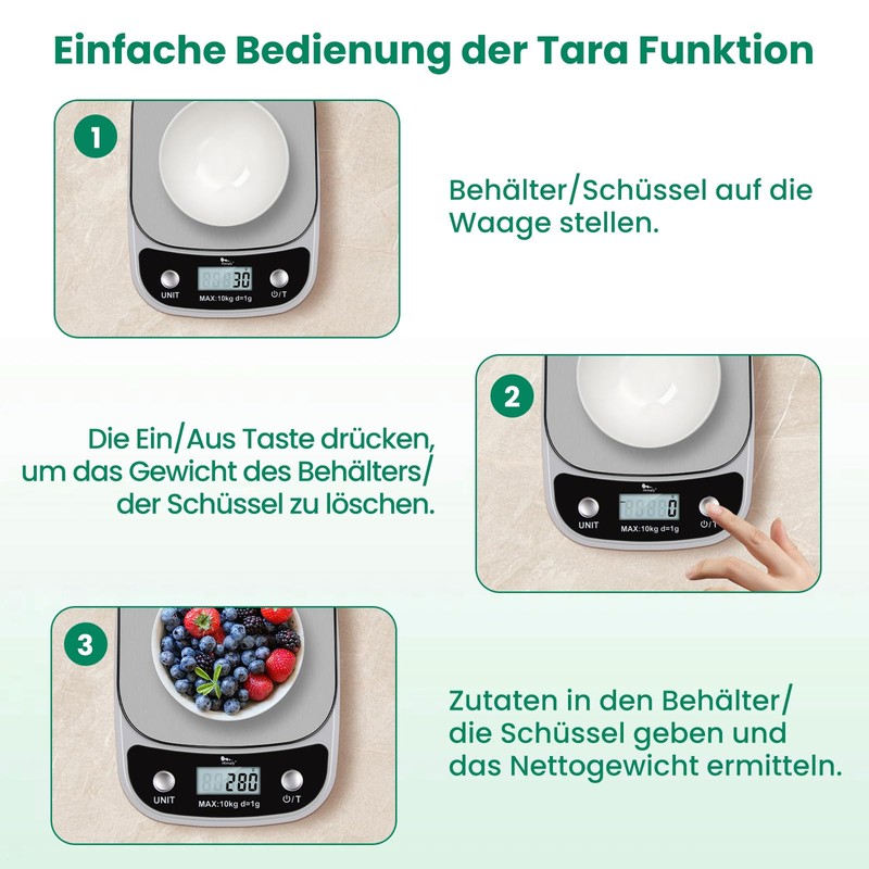 Uten Digital Kitchen Scales, White Letter Scales with Tare Function,