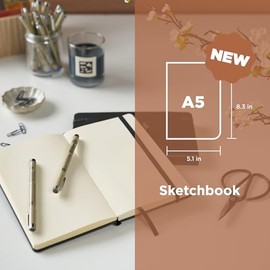Sakura Paquete de cuaderno de bocetos A5 y Pigma Micron – Paquete de papelería de inspiración japonesa para trabajo de ilustración – Cuaderno de bocet