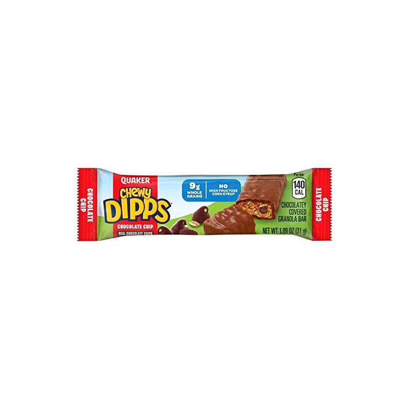 Quaker Chewy Dipps Granola Bars Chocolate Chip, 1.09 oz, 14