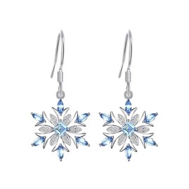 SEniutarm Earrings for Women Mom Women Faux Sapphire Inlaid Snowflake Dangle Hook Earrings Wedding Jewelry Gift Statement Jewelry, Copper, kyed0228