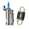 Cigar Cutter and Lighter Set - Butane Torch Lighter with