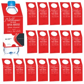 Eersida 50 Pieces Open House Water Bottle Hang Tags Open House Supplies Tags for Bottles Real Estate Agent Supplies for Real Estate Agent Favors (Red)