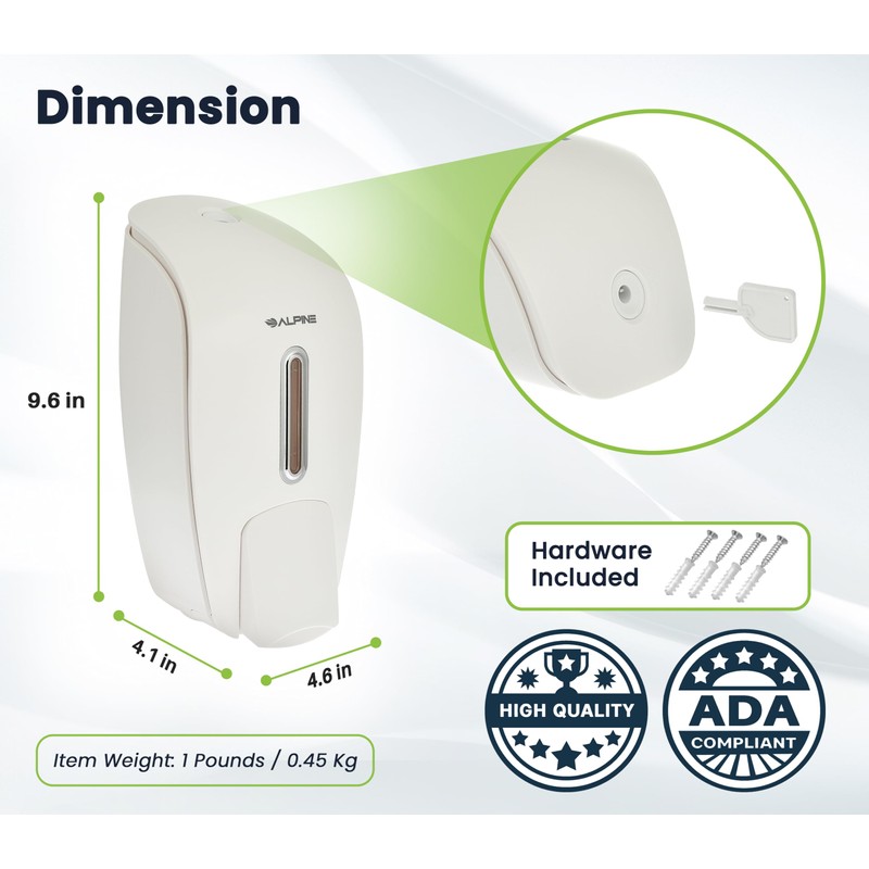 Alpine Manual Soap Dispenser Wall Mount - Commercial Soap Dispenser