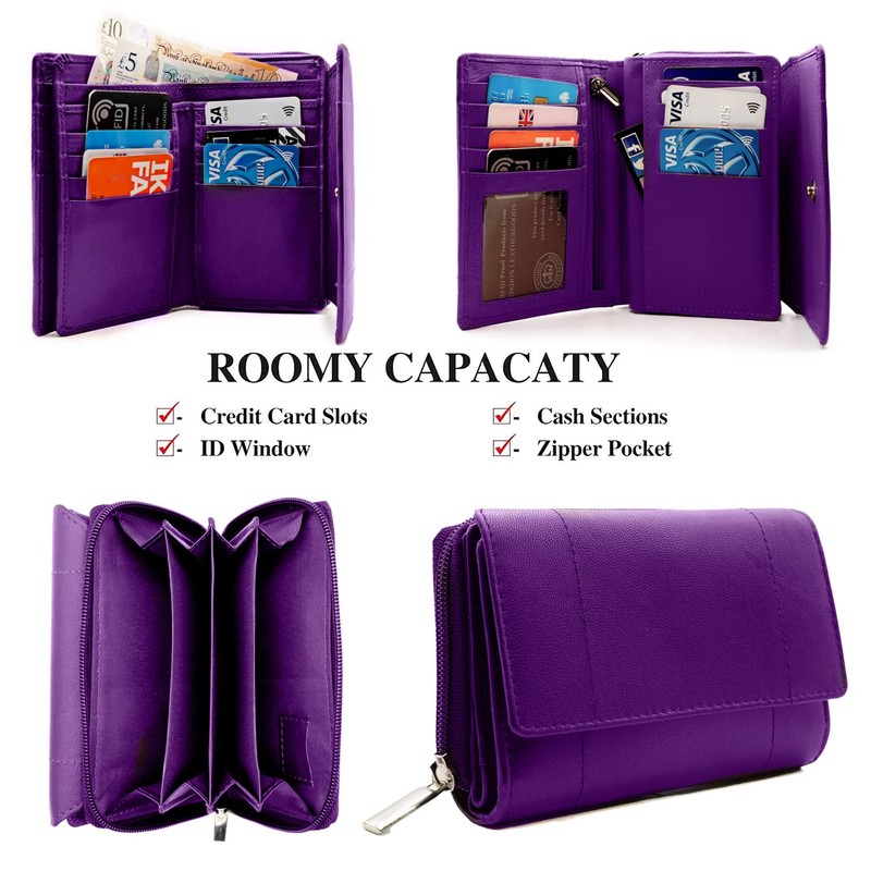 Woodland Leathers Purses for Women, Real Leather RFID Protection Small