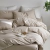 MooMee Bedding Duvet Cover Set Striped 100% Washed Cotton Linen