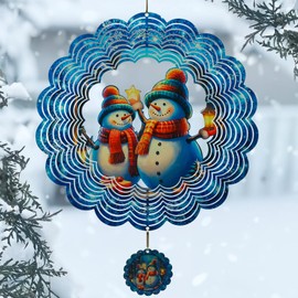 3D Snowman Wind Spinners for Yard and Garden Christmas Decor 12 Inch Outdoor Metal Stainless Steel Wind Spinner Unique Gift Xmas Wind Sculptures