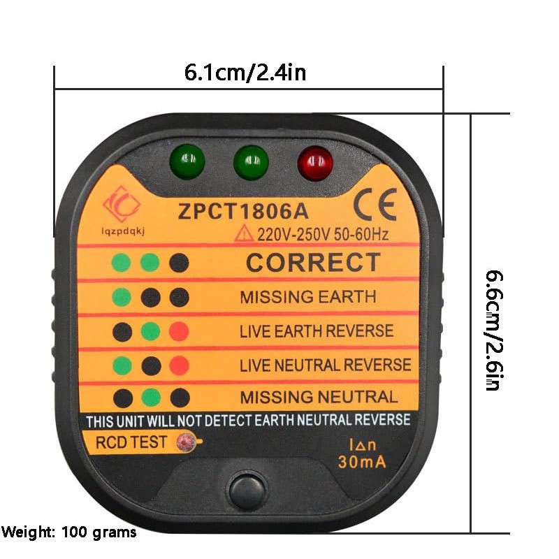Socket Tester Uk, Rcd Plug Socket Tester, Electrical Voltage Tester,