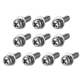 sourcing map M4 x 16mm Stainless Steel Phillips Pan Head Machine Screws Bolts Combine with Spring Washer and Plain Washers 10pcs