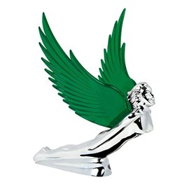 GG Grand General 48108 Green 8 X 8 inches Chrome Flying Goddess Hood Ornament with Windriders