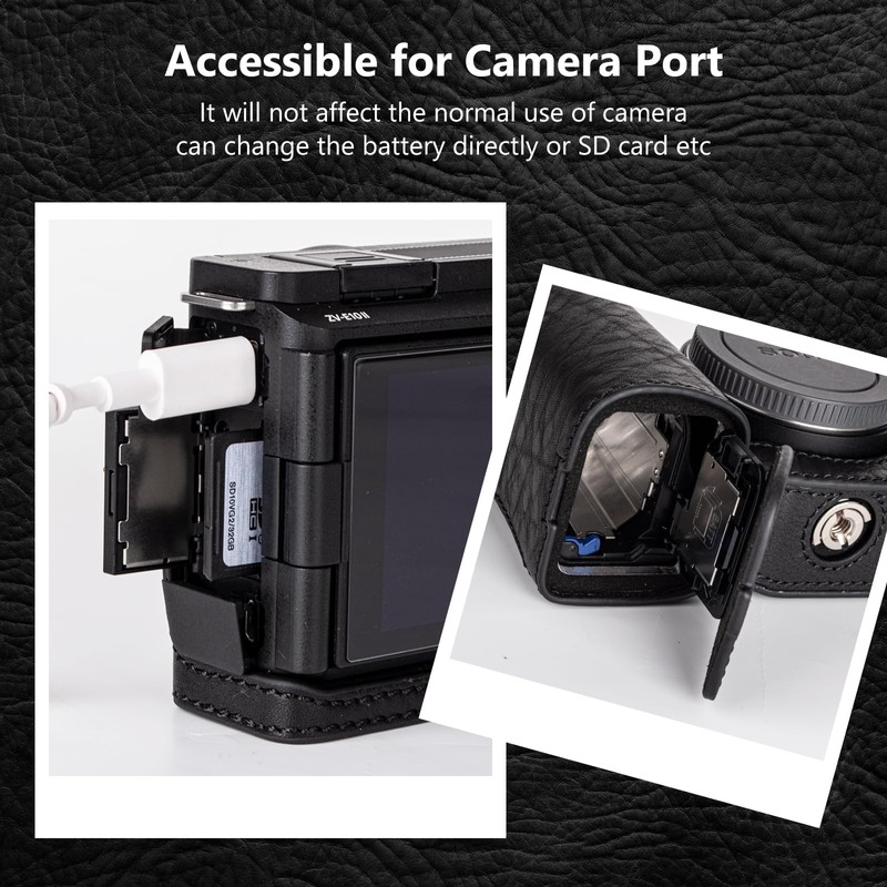 MUZIRI KINOKOO Sony ZV-E10 II Case, Vintage Textured Genuine Leather