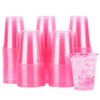 Pink Plastic Cups with Lids 12oz [50 pack] Disposable Clear