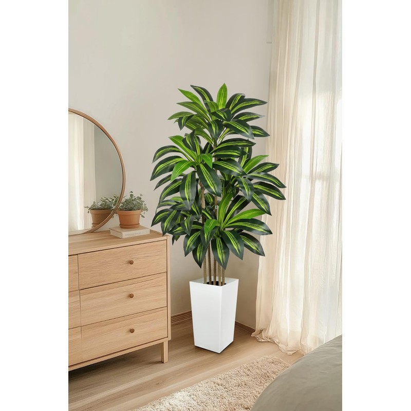 5FT Tall Artificial Dracaena Tree, Lifelike Faux Indoor Fake Floor