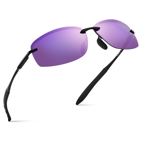 Xagger Polarized Driving Sunglasses for Men Rimless Metal Frame UV400