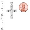 Religious Jewelry Modern Hammered Cross Charm Pendant Necklace (Small) in