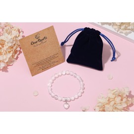 XIANNVXI Heart Bracelet Women's Stone Crystal Bracelet Beads Bracelet 8 mm Pearl Bracelet Girlfriend Bracelet Jewellery Birthday Gift Christmas Gifts for Women, Stone