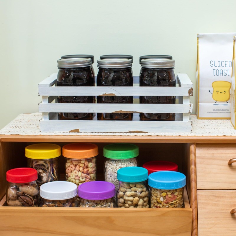 12 Pack 32 oz Amber Mason Jars, Wide Mouth Mason