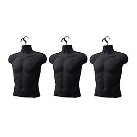 Upper Male Torso Form, Black - Pack of 3
