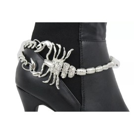 Unbranded Elegant Women Silver Metal Chain Boot Strap Bracelet Anklet Shoe Charm Scorpion