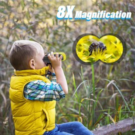 VNVDFLM 8 X 21 Binoculars Toys for Children, Compact Telescope Gifts for Boys 3-9 Years Old Outdoor Toys for 4-6 Years Old Girls to Nature Exploration and Scenery (Yellow)