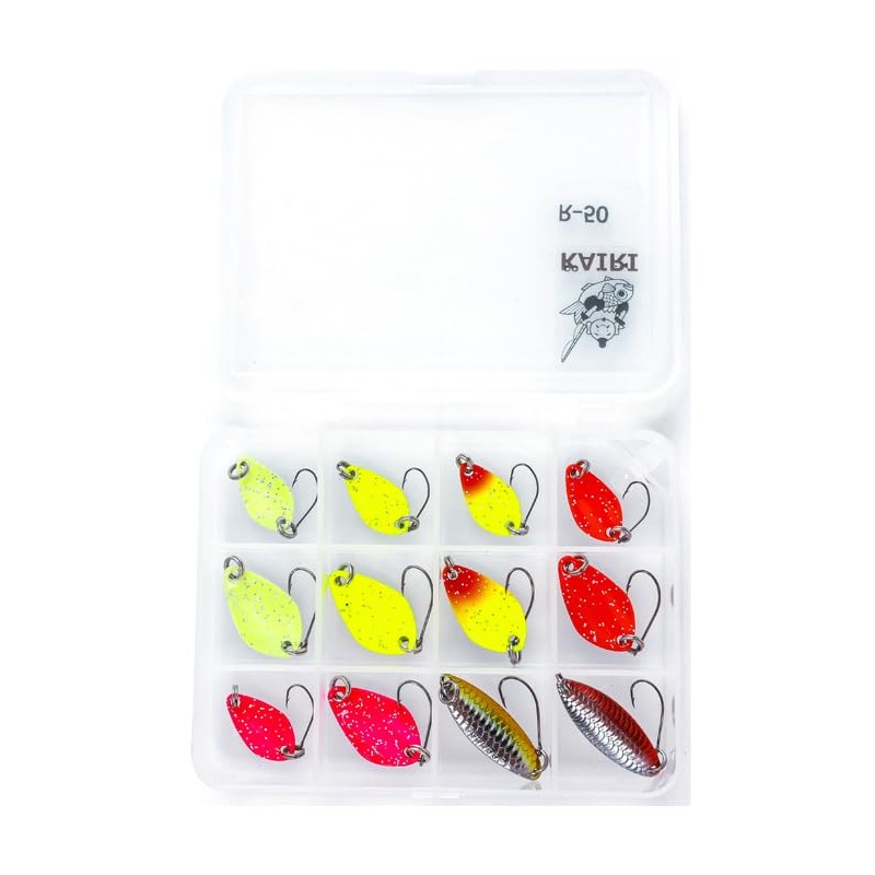 KAIRI Micro Spoons 1.2g 2g 2.5g 12pcs Set Barbares Hook