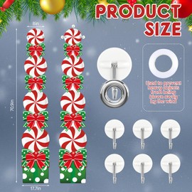 2 Pcs Candy Christmas Porch Sign Banner Candyland Lime Green Red Peppermint Xmas Door Decoration Lollipop Candy Cane Hanging Decorations for Outdoor Indoor Yard Garden Wall Decor, 71 Inch