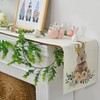 Happy Easter Bunny Table Runner, Spring Seasona Linen Easter Tablecloth