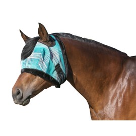 Kensington Fly Mask with Fleece Trim for Horses — Protects Face and Eyes from Flies and Sun Rays While Allowing Full Visibility — Breathable and Non Heat Transferring, X-Large, Atlantis