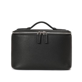 Bolsa de maquillaje para mujer de cuero genuino de primera capa con patrón de lichi, multifuncional para guardar joyas, ideal para viajes, desplazamientos y uso doméstico, estuche cosmético
