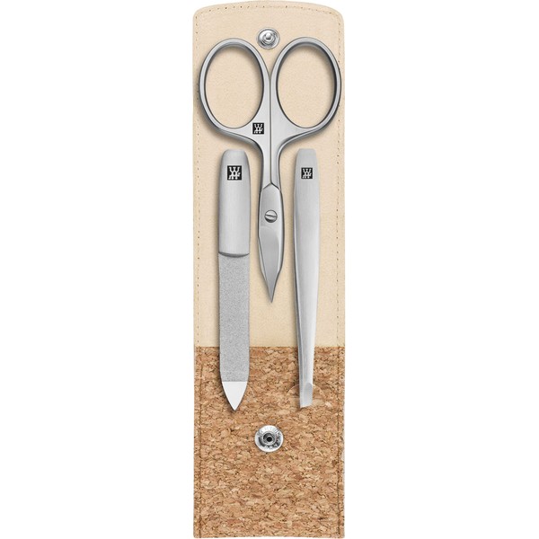ZWILLING TWINOX Manicure Premium Nail Set 3-Piece Pedicure Care for Hands and Feet in Travel Size, Cork Edition, Beige