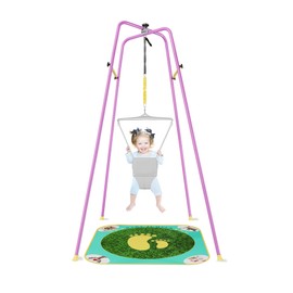 EL&IT·Wings Baby Jumper with Stand, Height-Adjustable Baby Jumpers and Bouncers, Baby Exerciser Suitable for 6-24 Months,Wise Gift Choice for Infant & Toddler (Soft Rug Include) (Purple, Standard)
